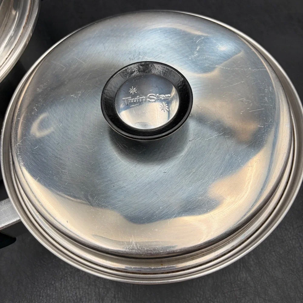 Twin Star Regal Ware 18-8 Tri-Ply Stainless Steel Pot Pan Set 2qt 3qt Vintage